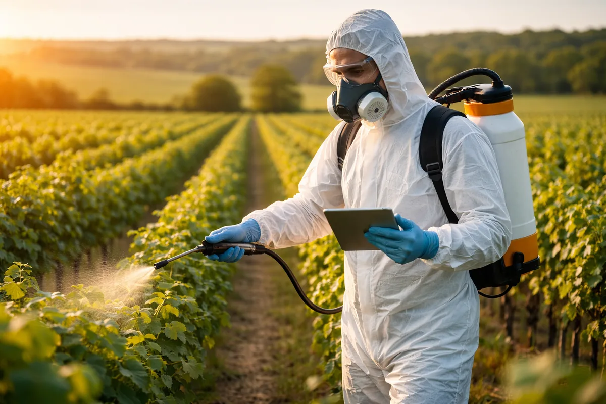 Technicien agricole réalisant un suivi de culture